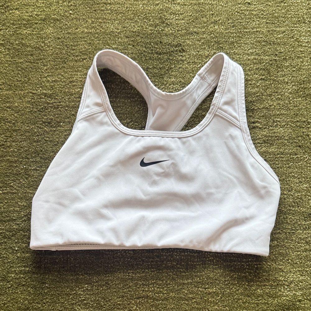 Nike White Sports Bra with Black Logo